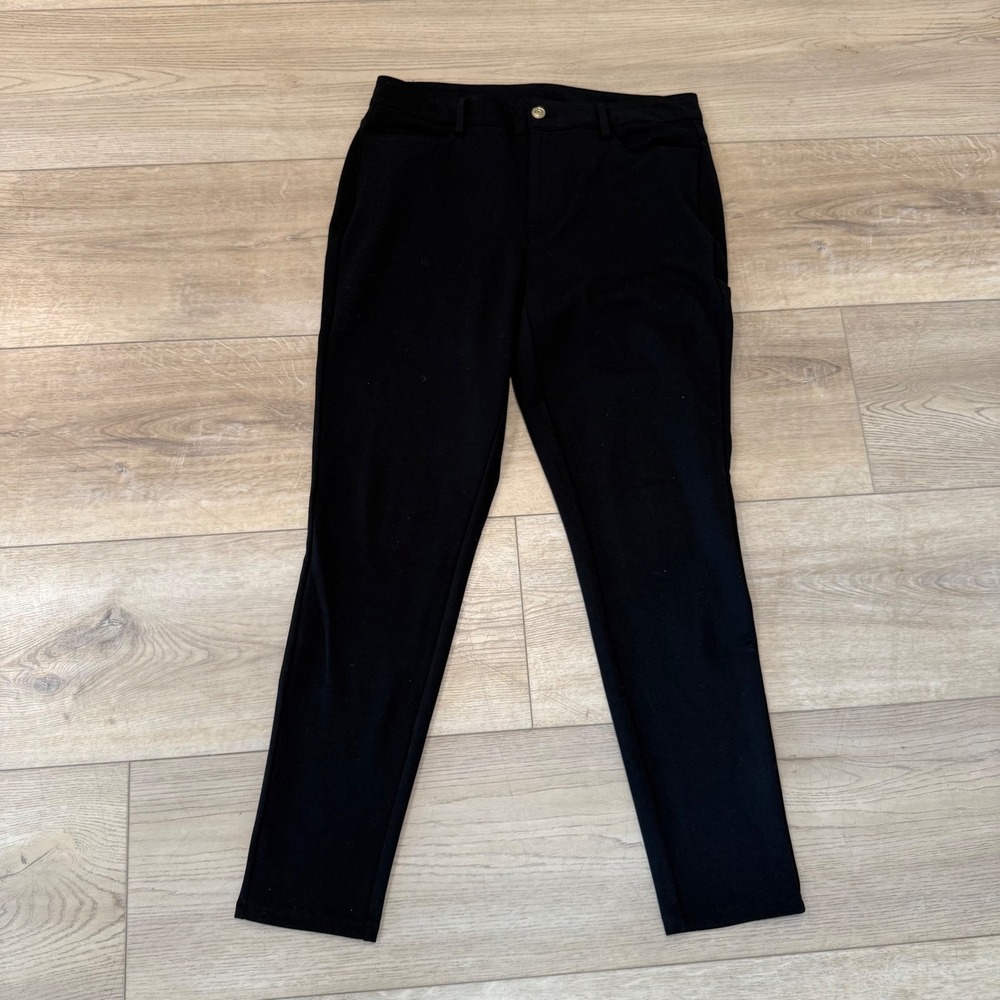 Michael Kors Black Stretch Ponte Slim Leg Trousers Pants WM's 10 Minimalist EUC